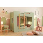 Smartwood lit superpos� enfant 80x160 - �chelle gauche - couleur vert - lit double mimi bl - sommier ...