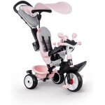 Tricycle - smoby - baby driver plus - rose - evolutif 3 en 1 - roues silencieuses