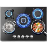 Plaque de cuisson gaz - l70 cm table de cuisson à gaz - 10400 w - 5 feux - verre trempé - sécurité thermocoupl ... Plaque de cuisson gaz - l70 cm table de cuisson à gaz - 10400 w - 5 feux - verre trempé - sécurité thermocoupl ...