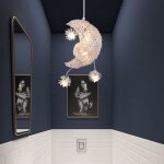 Sno lustre en lune �toiles led suspension plafonnier 20cm lumi�re chaude lampe de plafonde pour chambre ...