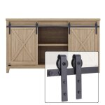 Snogold 1. 2m quincaillerie kit de rail roulettes pour double porte coulissante industriel porte suspendue ...