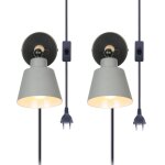 Snogold lot de 2 applique murale interieur vintage gris 40w e27 luminaire r�glable en m�tal et bois avec ...