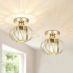 Snogold lot de 2 plafonnier en cristal moderne lustre en cage e27 luminaire led pour cuisine couloir ...