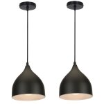 Snogold 2pcs lustre suspension r�tro e27 luminaire moderne forme de goutte noir 17cm en m�tal �clairage ...