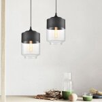 Snogold 2pcs suspension luminaire industriel e27 lustre moderne abat - jour cylindre noir / transparent ...