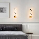 Snogold 2x applique murale led spirale moderne en m�tal noir - base en bois 19w luminaire pour couloir ...