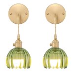 Snogold 2x applique murale en verre vert vintage avec fil lampe murale int�rieure forme de fleur e27 ...