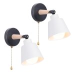 Snogold 2x applique murale vintage e27 luminaire industriel en bois et m�tal blanc r�glable lampe murale ...