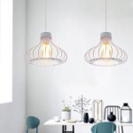 Snogold 2x suspension e27 luminaire industriel plafonnier abat - jour en métal blanc forme cage lustre ... Snogold 2x suspension e27 luminaire industriel plafonnier abat - jour en métal blanc forme cage lustre ...