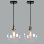 Snogold 2x suspension industriel lustre vintage e27 luminaire abat - jour en verre transparent rtro ...