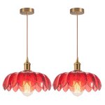 Snogold 2x suspension moderne abat - jour en verre rouge �25cm forme de fleur e27 luminaire de plafond ...