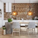 Snogold 2x suspension moderne lustre abat - jour en verre ambr� avec douille en laiton et boiseries e27 ...