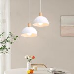 Snogold 2x suspension moderne lustre e27 luminaire demi - cercle Ø20cm blanc plafonnier en bois métal ... Snogold 2x suspension moderne lustre e27 luminaire demi - cercle Ø20cm blanc plafonnier en bois métal ...