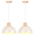 Snogold 2x suspension rétro lustre moderne abat - jour demi - cercle Ø20cm blanc e27 luminaire en bois ... Snogold 2x suspension rétro lustre moderne abat - jour demi - cercle Ø20cm blanc e27 luminaire en bois ...