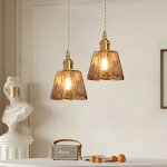 Snogold 2x suspension rtro nordique lustre abat - jour en verre ambr avec douille en laiton e27 luminaire ...