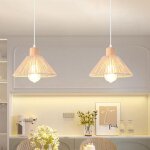 Snogold 2x suspension vintage e27 luminaire �22cm abat - jour tissage en corde de papier beige lustre ...