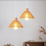 Snogold 2x suspension vintage e27 luminaire �22cm abat - jour tissage en corde de papier marron lustre ...