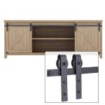 Snogold 6ft quincaillerie kit de rail roulettes pour double porte coulissante industriel porte suspendue ... Snogold 6ft quincaillerie kit de rail roulettes pour double porte coulissante industriel porte suspendue ...