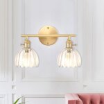 Snogold applique murale int�rieure � 2 - lumi�res abat - jour en verre transparent forme tulipe vintage ...