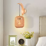 Snogold applique murale int�rieure r�tro lanterne lampe murale rotin bois et m�tal e27 luminaire pour ...