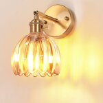 Snogold applique murale int�rieure vintage lampe murale en verre ambr� forme de fleur tulipe e27 luminaire ...