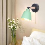 Snogold applique murale moderne macaron vert clair avec interrupteur  tirette e27 luminaire rotation ...