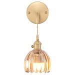 Snogold applique murale en verre ambr� vintage avec fil lampe murale int�rieure forme de fleur e27 luminaire ...