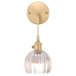 Snogold applique murale en verre transparent vintage avec fil lampe murale forme de fleur tulipe e27 ...
