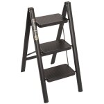 Snogold escabeau pliant  3 marches avec marchepied antidrapante - echelle pliant de mnage portable ...