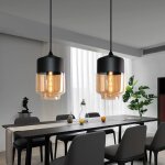Snogold lustre suspension industriel en verre e27 luminaire moderne - 18 * h29cm - abat - jour cylindre ...