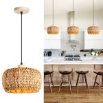 Snogold lustre suspension rustique tiss 30cm vintage e27 luminaire tiss en bambou rotin clairage ...
