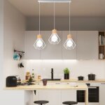 Snogold lustre vintage industriel � 3 lumi�re e27 suspension en m�tal bois �15. 5cm blanc lampe de plafonde ...