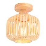 Snogold plafonnier en bois et bambou industriel e27 luminaire abat - jour en cage 18cm lustre vintage ...