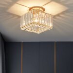 Snogold plafonnier en cristal moderne e27 plafonnier en m�tal dor� abat - jour carr� en cristal �23cm ...