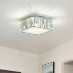 Snogold plafonnier en cristal moderne luminaire en m�tal abat - jour carr� en cristal - 4x g9 lumi�res ...
