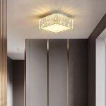Snogold plafonnier en cristal moderne luminaire en m�tal abat - jour carr� en cristal - 4x g9 lumi�res ...