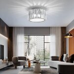 Snogold plafonnier en cristal moderne luminaire en m�tal abat - jour rond en cristal - 4x g9 lumi�res ...