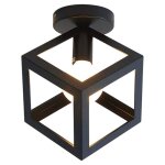 Snogold plafonnier moderne - abat - jour 16cm forme de cube noir en mtal e27 lustre vintage luminaire ...