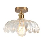 Snogold plafonnier moderne abat - jour en verre transparent �25cm forme de fleur e27 luminaire de plafond ...