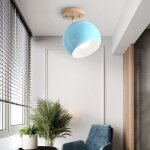 Snogold plafonnier moderne scandinave e27 luminaire abat - jour sphrique 15cm bleu macaron pour salon ...