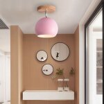 Snogold plafonnier moderne scandinave e27 luminaire abat - jour sph�rique �15cm rose macaron pour salon ...