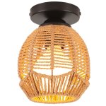 Snogold plafonnier tiss suspension en rotin lampe de plafonde rustique lanterne ovale e27 luminaire ...