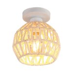Snogold plafonnier tress� sph�rique e27 luminaire vintage abat - jour tress� � corde blanc �clairage ...