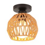 Snogold plafonnier tress� sph�rique e27 luminaire vintage abat - jour tress� � corde marron �clairage ...