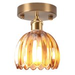 Snogold plafonnier en verre ambre lustre moderne abat - jour forme de fleur lampe de plafond e27 luminaire ...