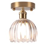 Snogold plafonnier en verre transparent lustre moderne abat - jour forme de fleur lampe de plafond e27 ...