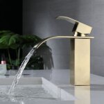 Snogold robinet de lavabo dor bec cascade - robinet salle de bain en acier inoxydable - mitigeur baignoire ...