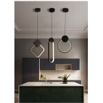 Snogold set de 3 suspension led lustre moderne luminaire en aluminium plafonnier noir pour salon chambre ...