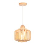 Snogold suspension luminaire r�tro e27 lustre industriel en bois et bambou design cage 18cm �clairage ...