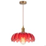 Snogold suspension moderne abat - jour en verre rouge �25cm forme de fleur e27 luminaire de plafond pour ...